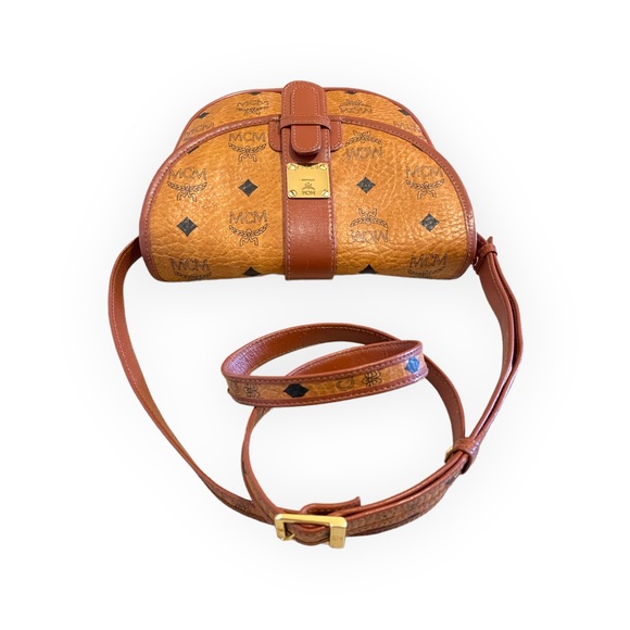 Vintage MCM Cognag Monogram Visetos Crossbody Flap Bag - Picture 7 of 14